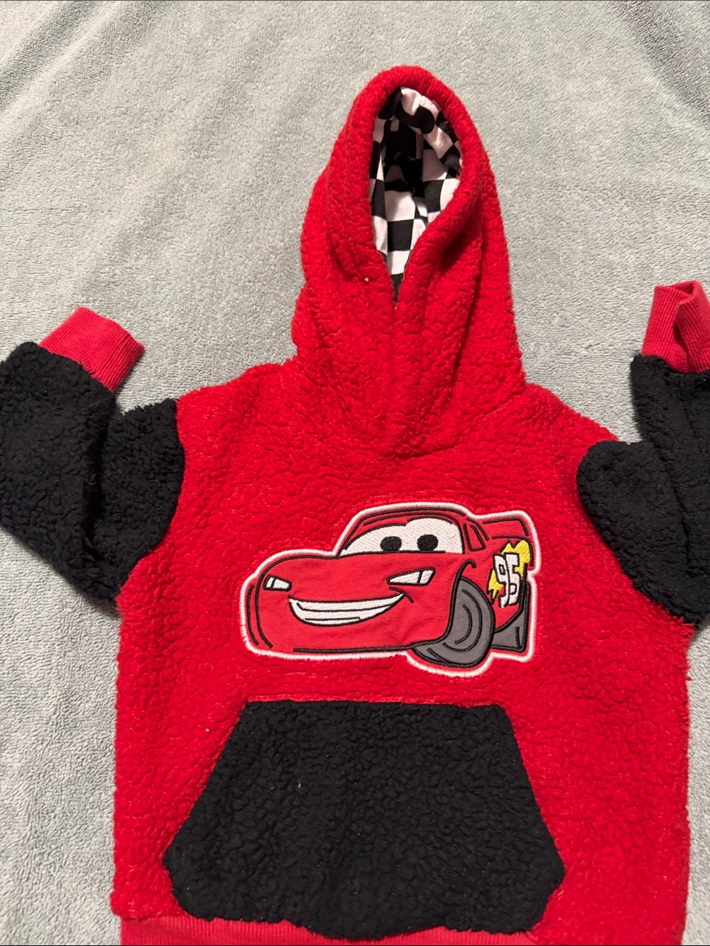 Disney Red and Black Lightning McQueen Sherpa Hoodie